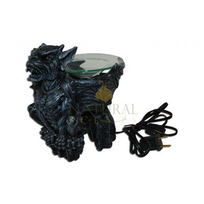 Electric Gargoyle Oil Burner – Gothic Aromatherapy Wax Melt & Essential Oil Warmer with Glass Dish