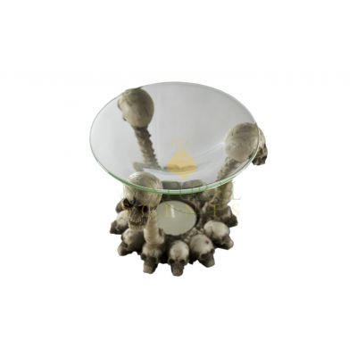 Skull & Bones Oil Burner – Gothic Essential Oil & Wax Melt Aromatherapy Diffuser with Glass Dish