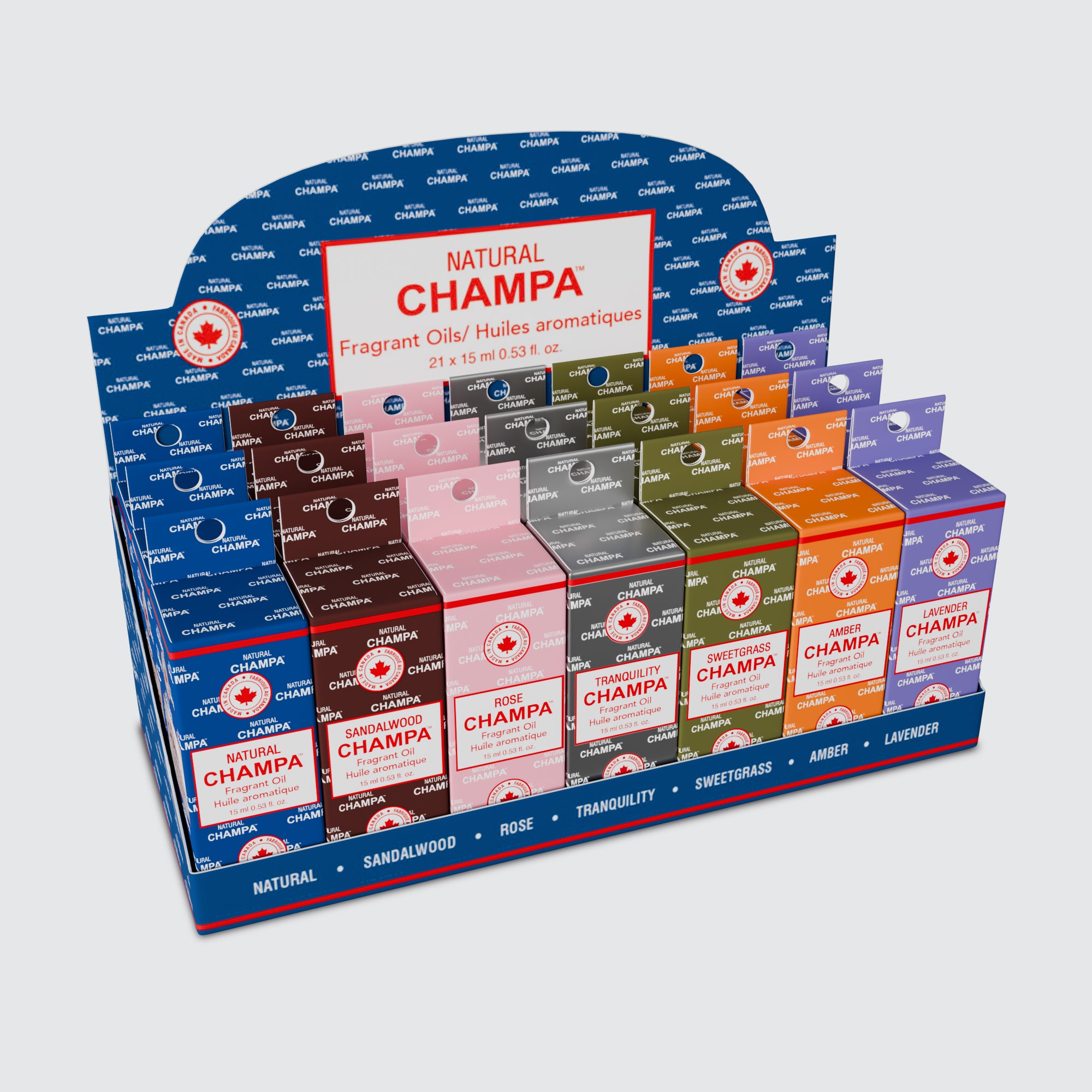 Natural Champa Fragrant Oil 21pc Display #2 – Assorted Scents