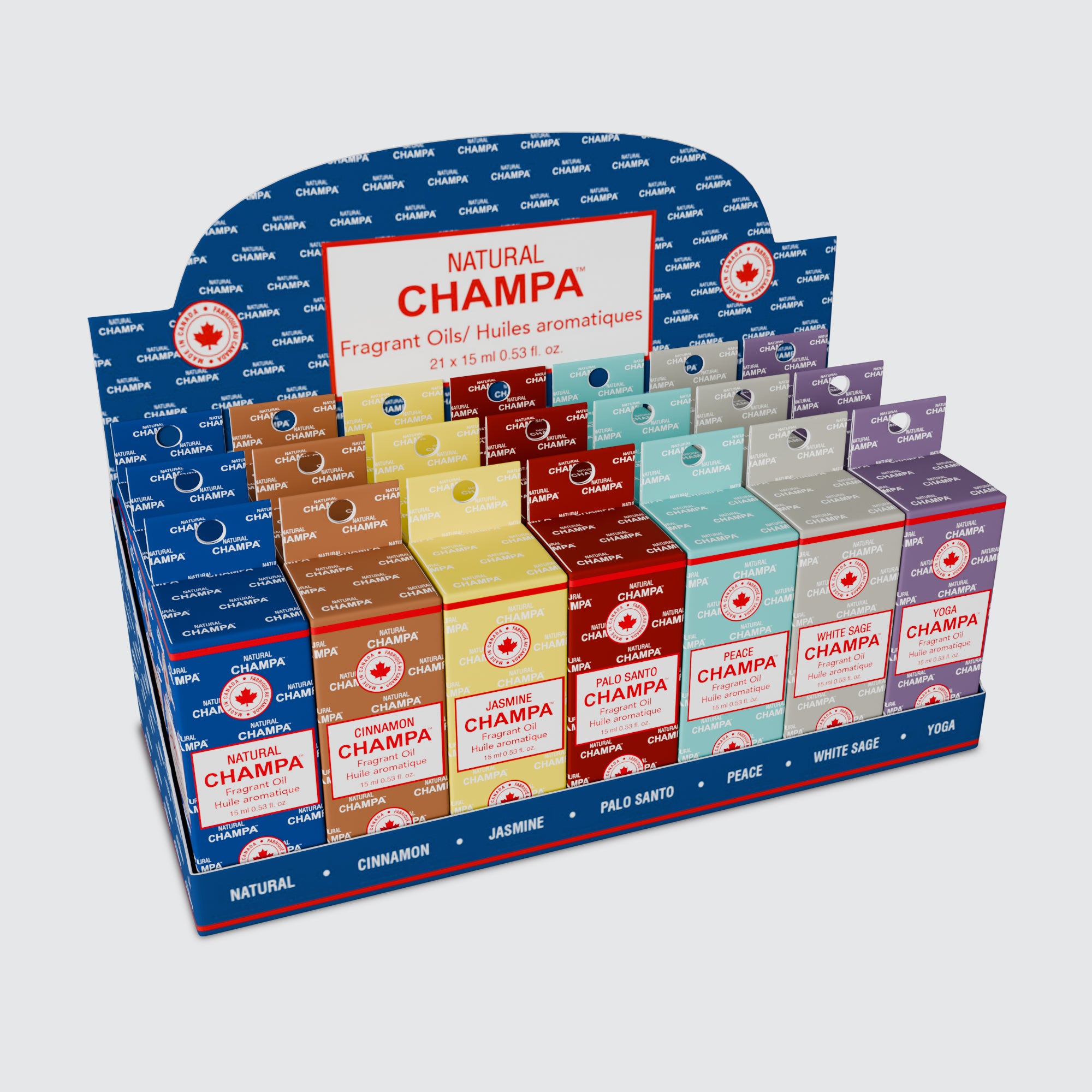 Natural Champa Fragrant Oil 21pc Display #3 – Assorted Scents