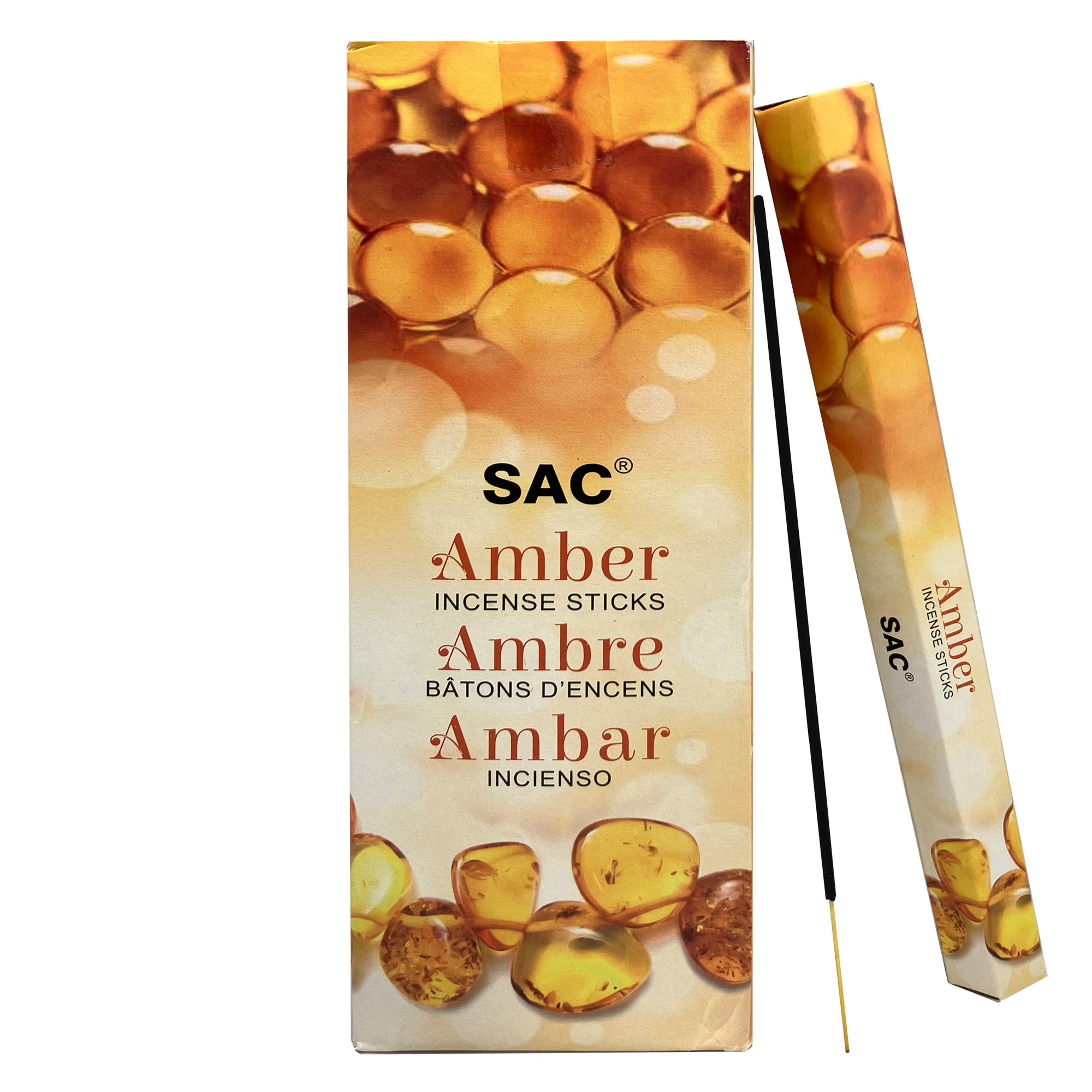 SAC Amber Incense Sticks – Warm Resin Aroma | 6 Packs x 20 Sticks