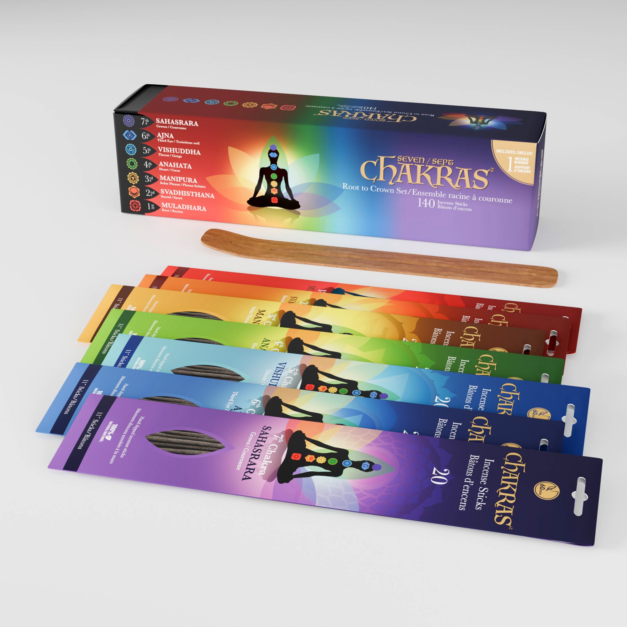 Ensemble Cadeau Bâtonnets d'Encens Chakras™ de la Racine à la Couronne