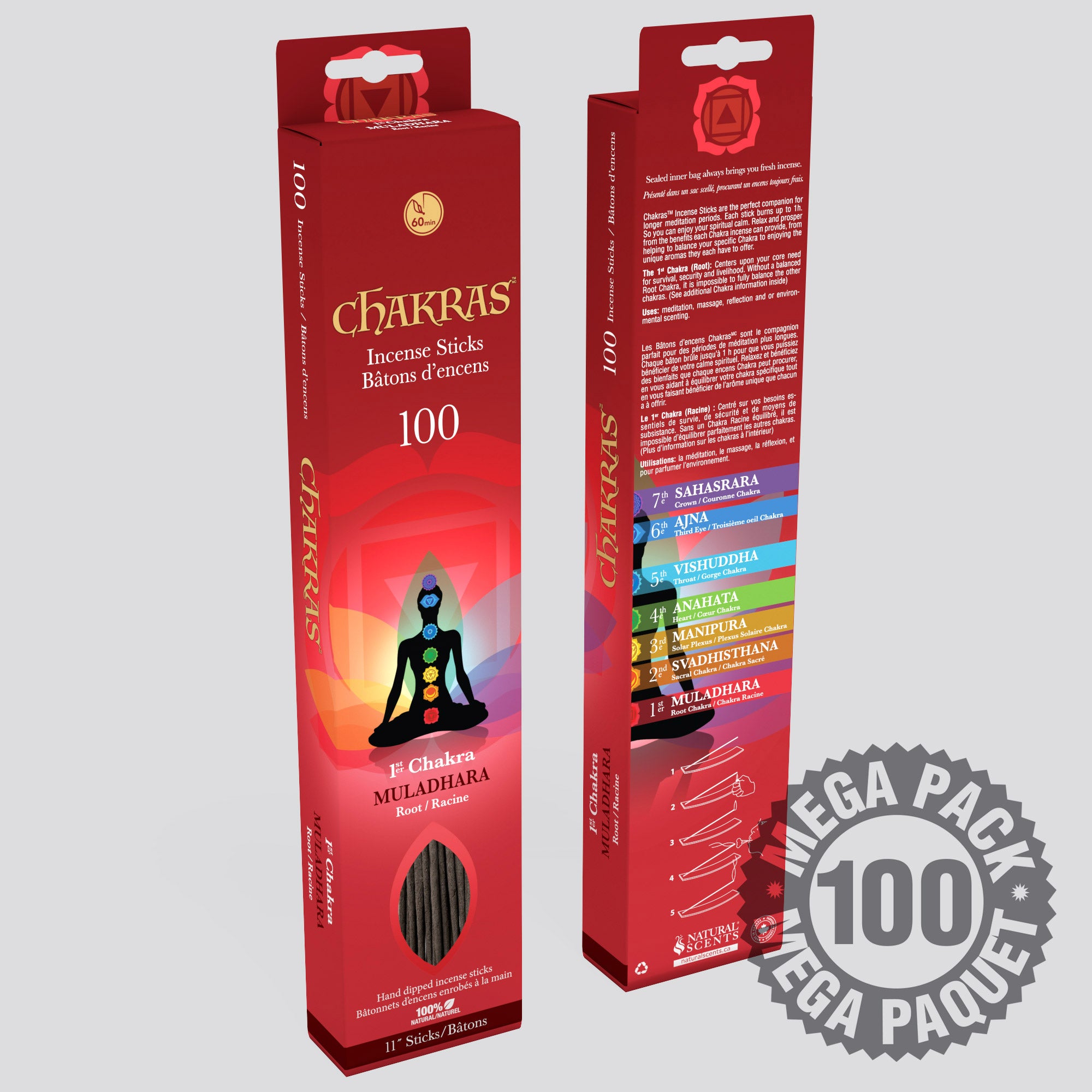 Chakras Incense® #01 Muladhara Incense Sticks (100 pack)