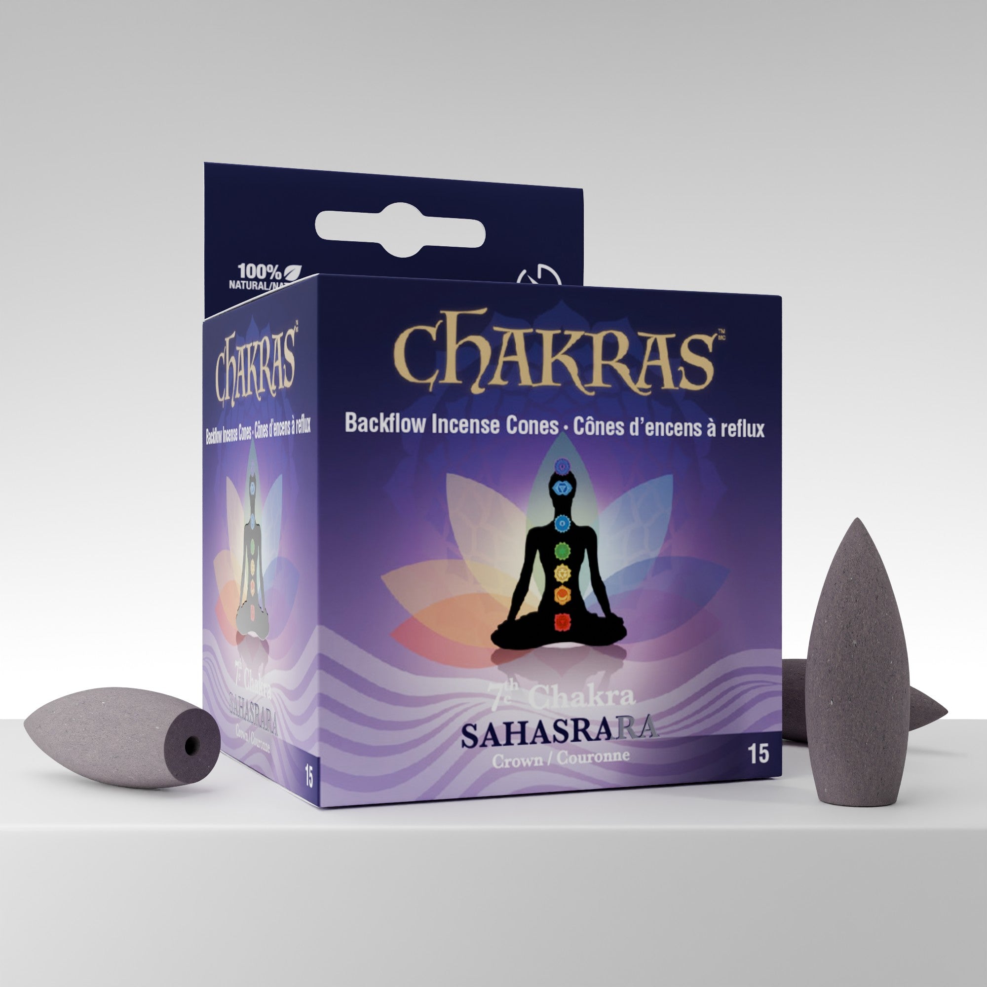 Chakras #07 Sahasrara Backflow Incense Cones