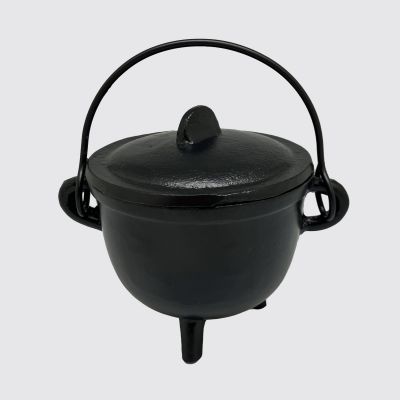 Cast Iron Cauldron with Lid & Handle – Traditional Incense Burner