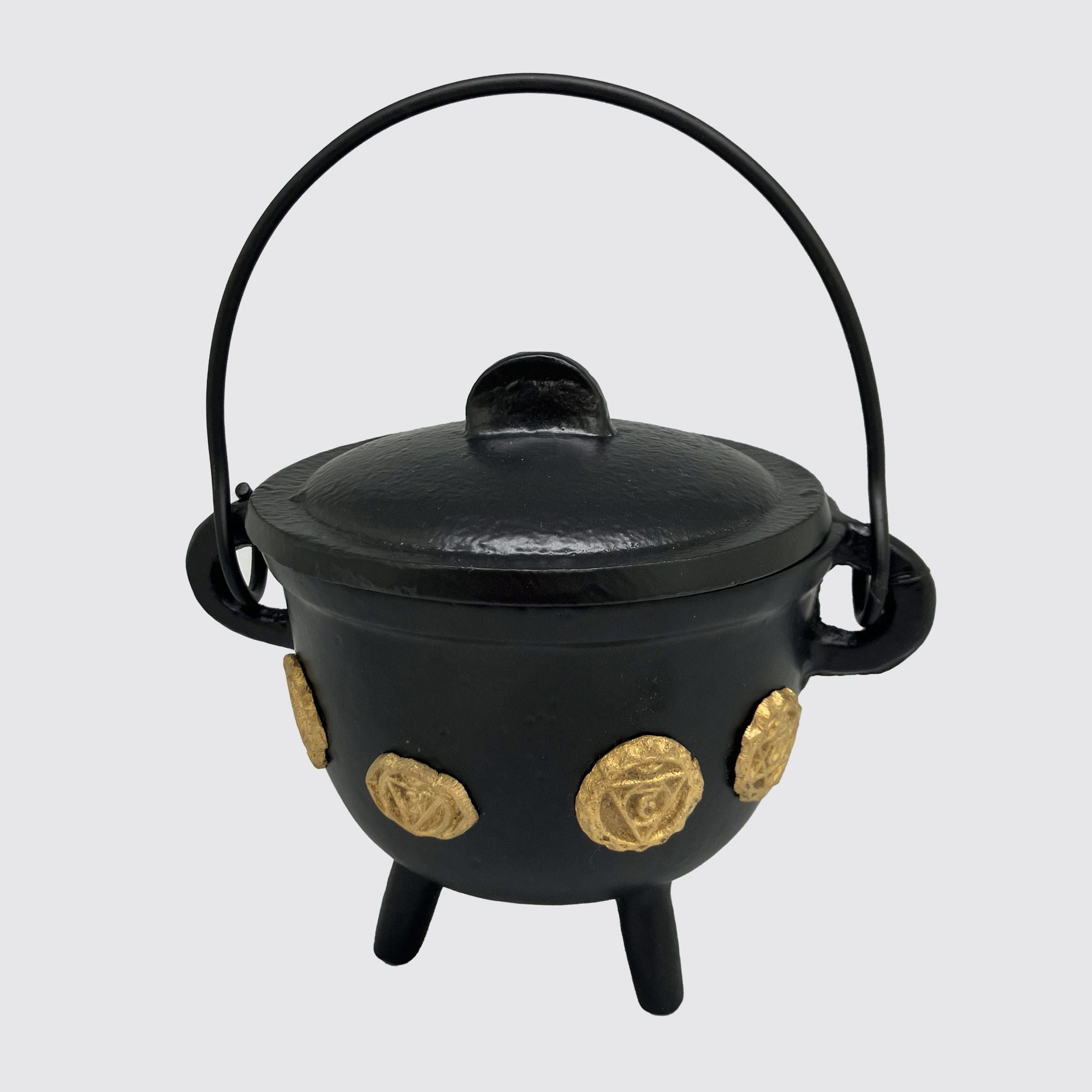 Cast Iron Cauldron with Lid & Handle – Decorative Ritual Burner