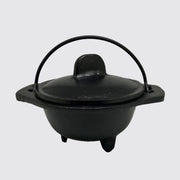 Cast Iron Cauldron with Side Handles – Ritual Incense Burner with Lid