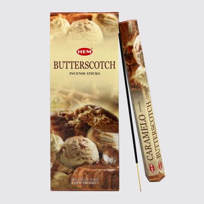 HEM Hexa Butterscotch Incense Sticks – Sweet Creamy Aroma | 20 Sticks