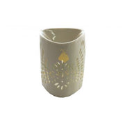 Ivory Leaf Cutout Ceramic Oil Burner – Modern Aromatherapy Essential Oil & Wax Melt Diffuser