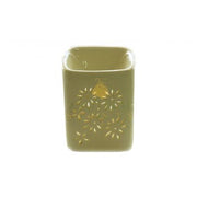 Sage Green Floral Cutout Ceramic Oil Burner – Modern Aromatherapy Essential Oil & Wax Melt Diffuser