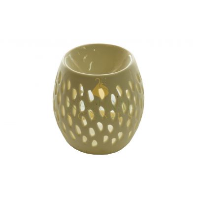 Cream Pebble Cutout Ceramic Oil Burner – Modern Essential Oil & Wax Melt Aromatherapy Diffuser
