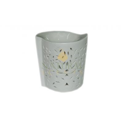 Matte White Geometric Cutout Ceramic Oil Burner – Contemporary Aromatherapy Essential Oil & Wax Melt Diffuser