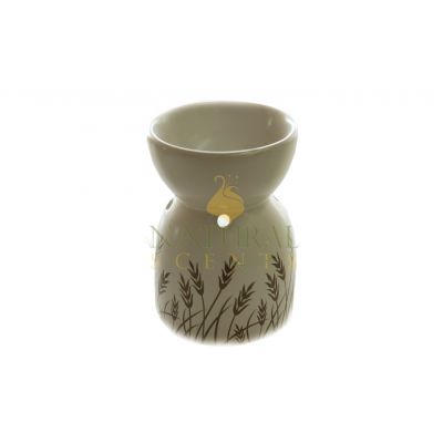 Botanical Wheat Pattern Ceramic Oil Burner – Elegant Essential Oil & Wax Melt Aromatherapy Diffuser