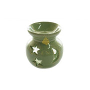 Olive Green Star Cutout Ceramic Oil Burner – Decorative Essential Oil & Wax Melt Aromatherapy Diffuser