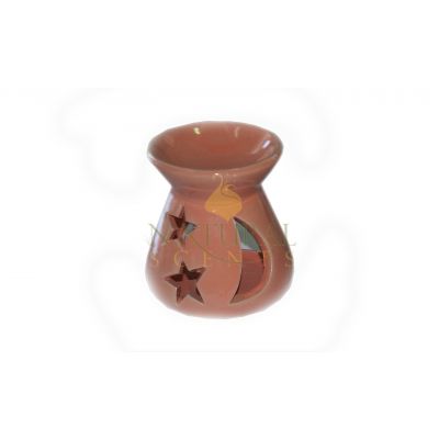 Red Moon & Star Cutout Ceramic Oil Burner – Essential Oil & Wax Melt Aromatherapy Diffuser