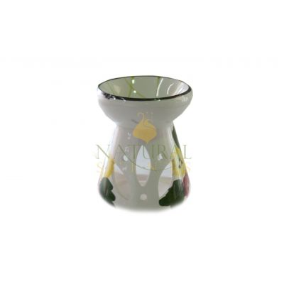 Hand-Painted White Ceramic Oil Burner – Decorative Essential Oil & Wax Melt Aromatherapy Diffuser