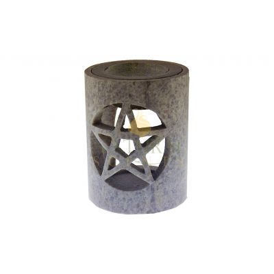 Hand-Carved Pentagram Stone Oil Burner – Essential Oil & Wax Melt Aromatherapy Diffuser