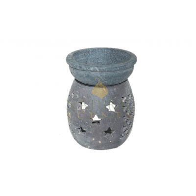 Hand-Carved Star Cutout Stone Oil Burner – Decorative Essential Oil & Wax Melt Aromatherapy Diffuser