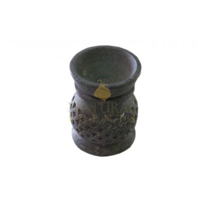 Hand-Carved Black Stone Oil Burner – Rustic Essential Oil & Wax Melt Aromatherapy Diffuser