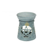 Hand-Carved Pentagram Stone Oil Burner – Rustic Essential Oil & Wax Melt Aromatherapy Diffuser