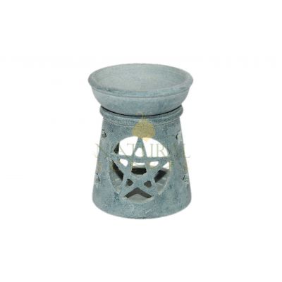 Hand-Carved Pentagram Stone Oil Burner – Rustic Essential Oil & Wax Melt Aromatherapy Diffuser