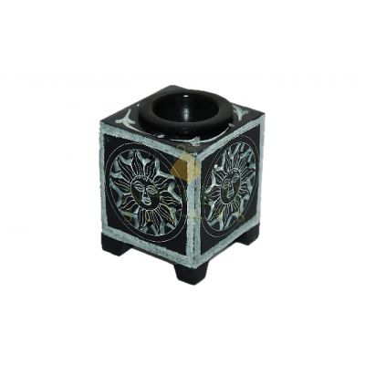 Hand-Carved Sun & Moon Wooden Oil Burner – Spiritual Essential Oil & Wax Melt Aromatherapy Diffuser