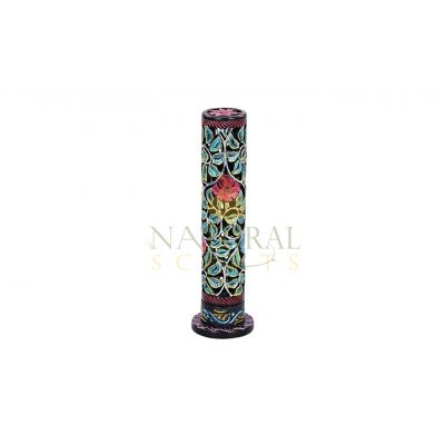 Soapstone Black Flowers Incense Tower