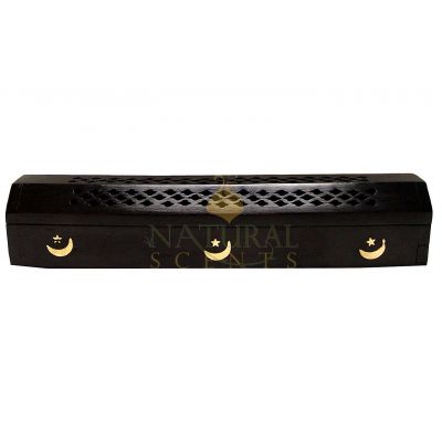 Moon & Star Coffin Incense Holder – Wooden Ash Catcher