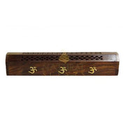 OM Brown Coffin Box Incense Holder – Wooden Ash Catcher