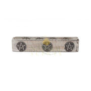 Silver Pentacle Coffin Incense Box – Wooden Ash Catcher