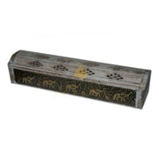 Gold Elephant Incense Holder Box with Storage