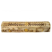 Moon Stars Sun Coffin Incense Holder – Wooden Ash Catcher