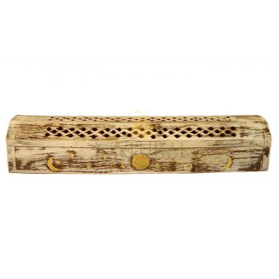Moon Stars Sun Coffin Incense Holder – Wooden Ash Catcher