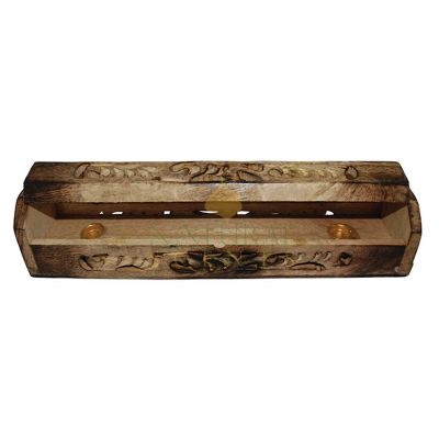 Cutout Carved Design Coffin Incense Holder