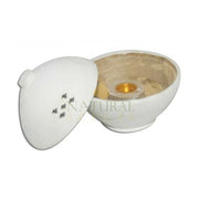 White Round Cone Incense Burner – Enclosed Ash Catcher