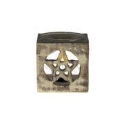 Rustic Pentagram Wooden Oil Burner – Spiritual Essential Oil & Wax Melt Aromatherapy Diffuser