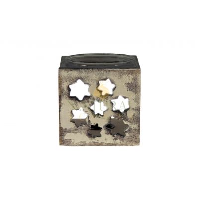 Rustic Star Cutout Wooden Oil Burner – Decorative Essential Oil & Wax Melt Aromatherapy DiffuserSunburst Stone Oil Burner with Glass Dish – Hand-Carved Essential Oil & Wax Melt Aromatherapy Diffuser