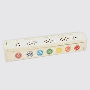 Chakras Coffin Incense Holder Box – White