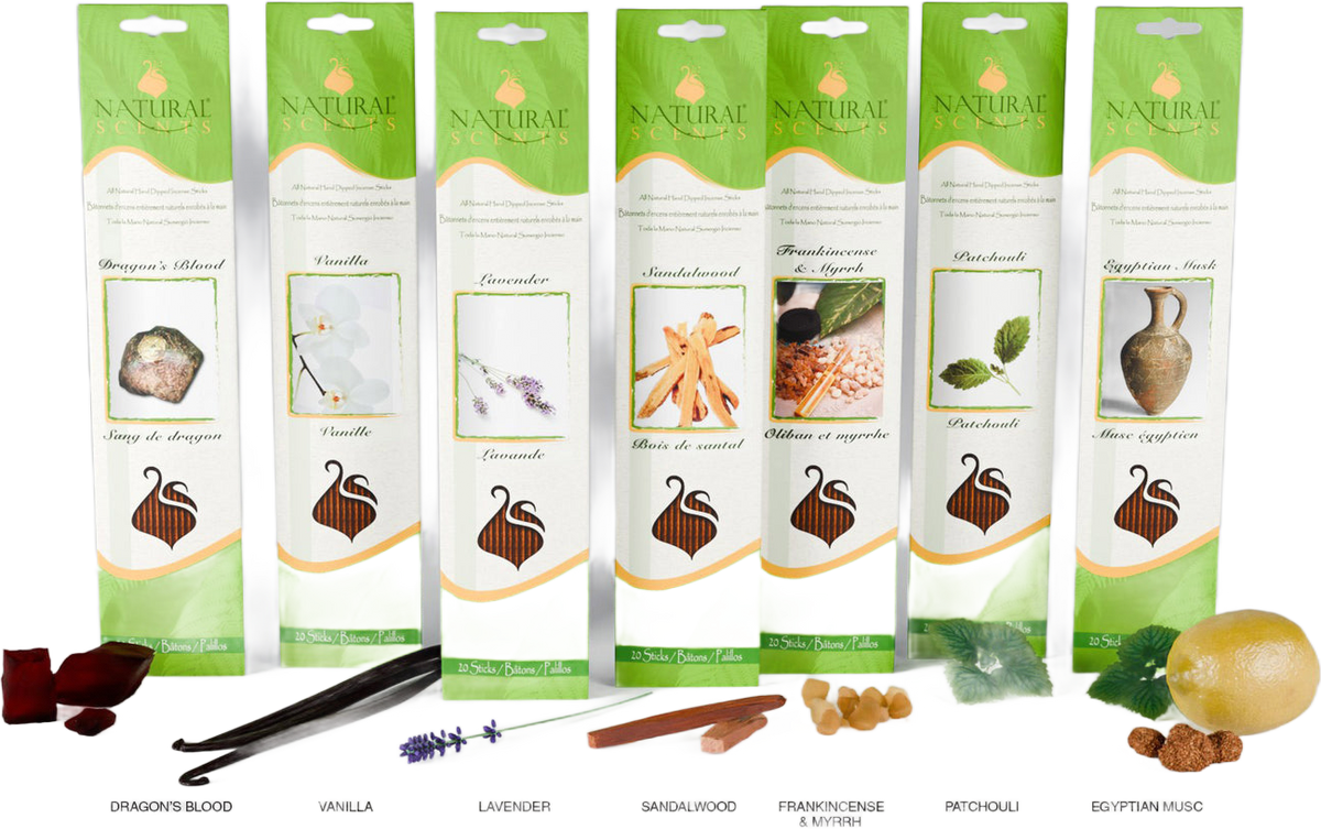 Natural Scents 7-Scent Incense Collection | 140 Sticks + Wooden Incense Holder