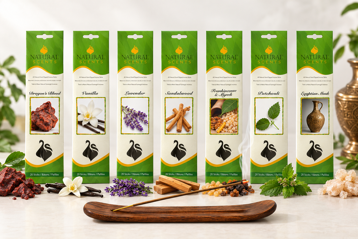 Natural Scents 7-Scent Incense Collection | 140 Sticks + Wooden Incense Holder